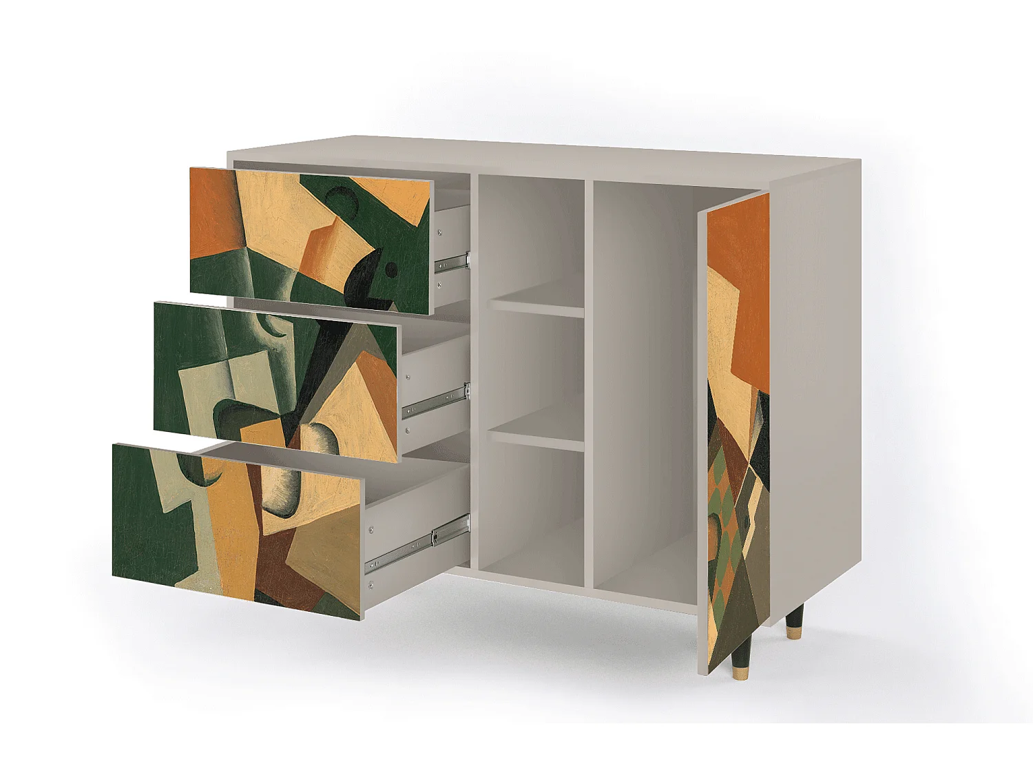 Credenza - 125x98x48 cm - BS2 - Glass and Checkerboard, Sabbia