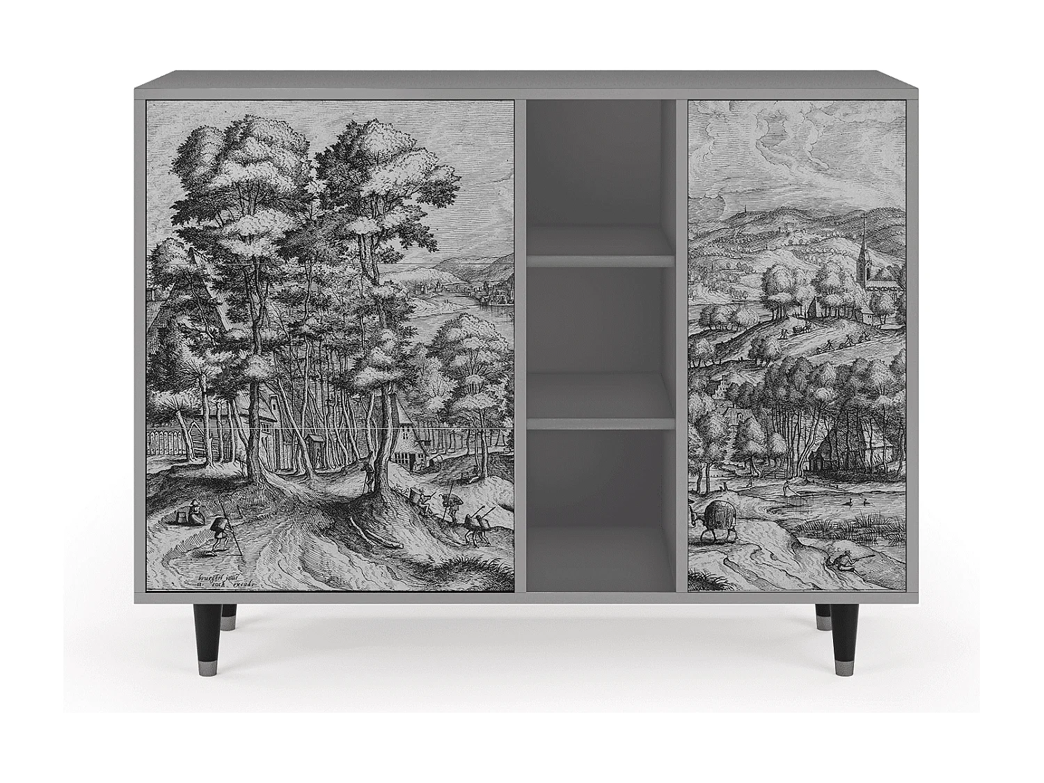 Buffet - 125x98x48 cm - BS2 - Rusticorum, Gris