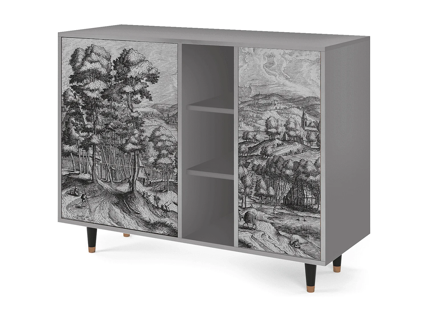 Buffet - 125x98x48 cm - BS2 - Rusticorum, Gris