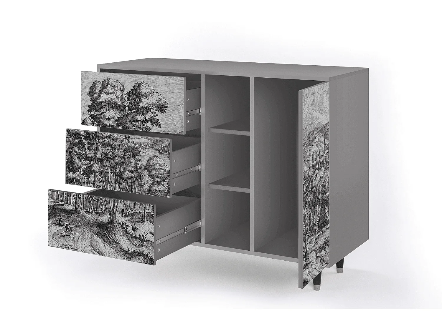 Buffet - 125x98x48 cm - BS2 - Rusticorum, Gris