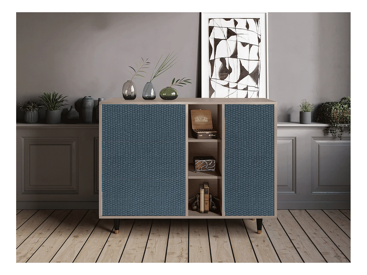 Credenza - 125x98x48 cm - BS2 - Knitted Pattern, Latte