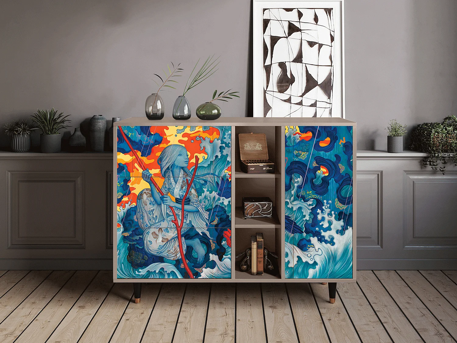 Buffet - 125x98x48 cm - BS2 - The Girl - James Jean, Latte