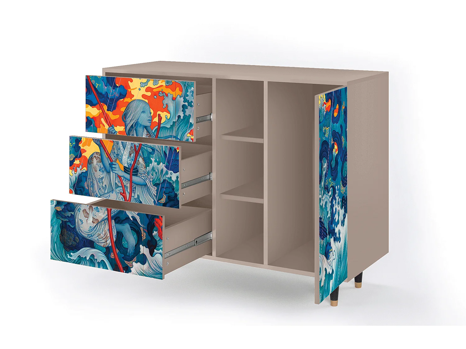 Buffet - 125x98x48 cm - BS2 - The Girl - James Jean, Latte