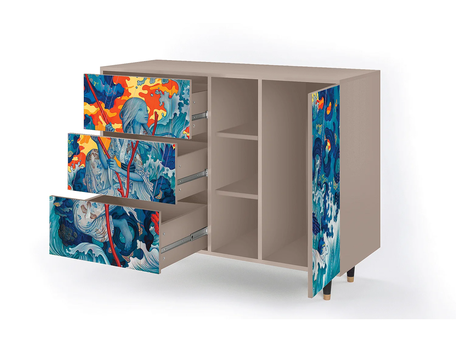 Buffet - 125x98x48 cm - BS2 - The Girl - James Jean, Latte