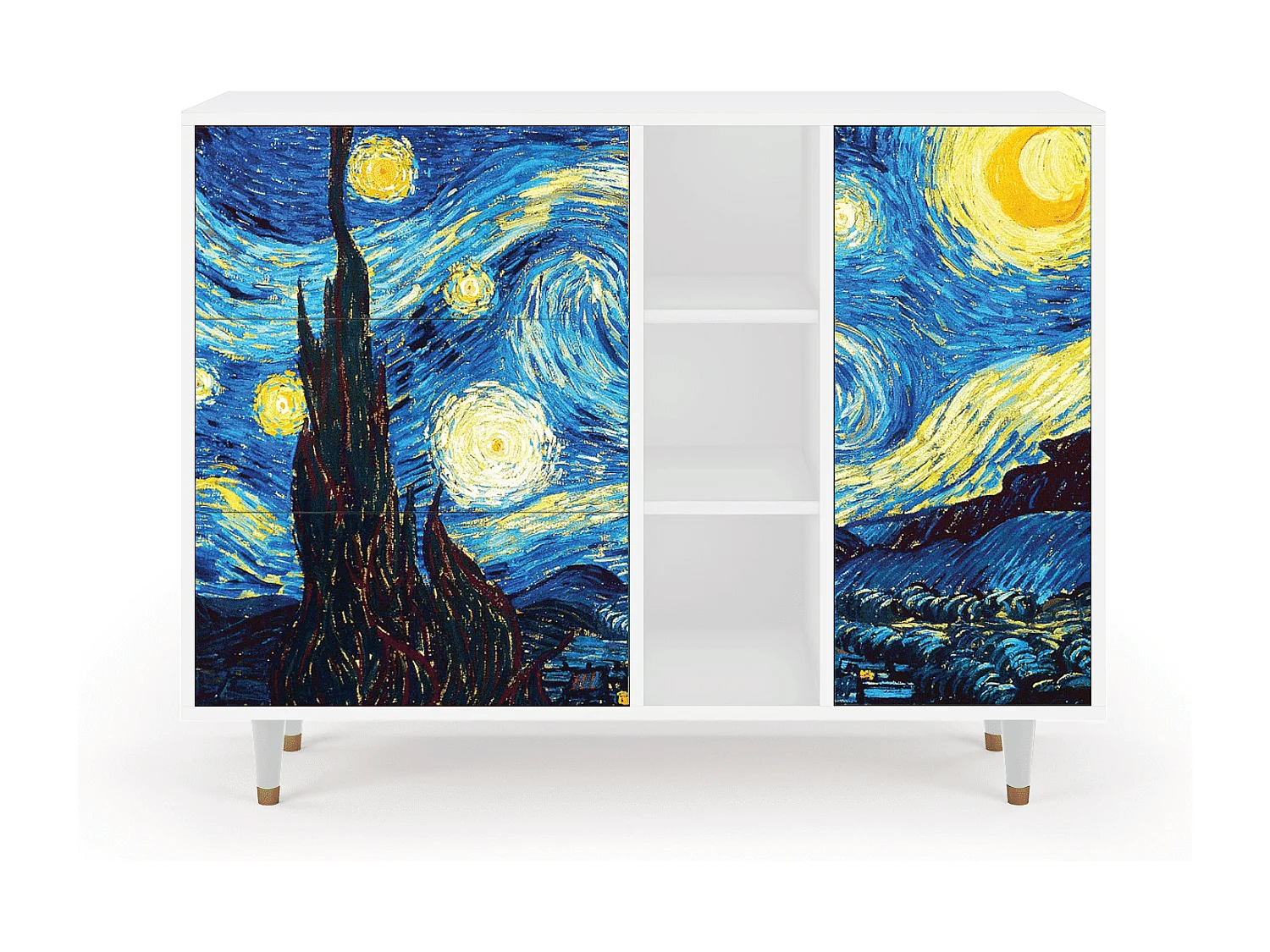 Credenza - 125x98x48 cm - BS2 - The Starry Night  , Bianco