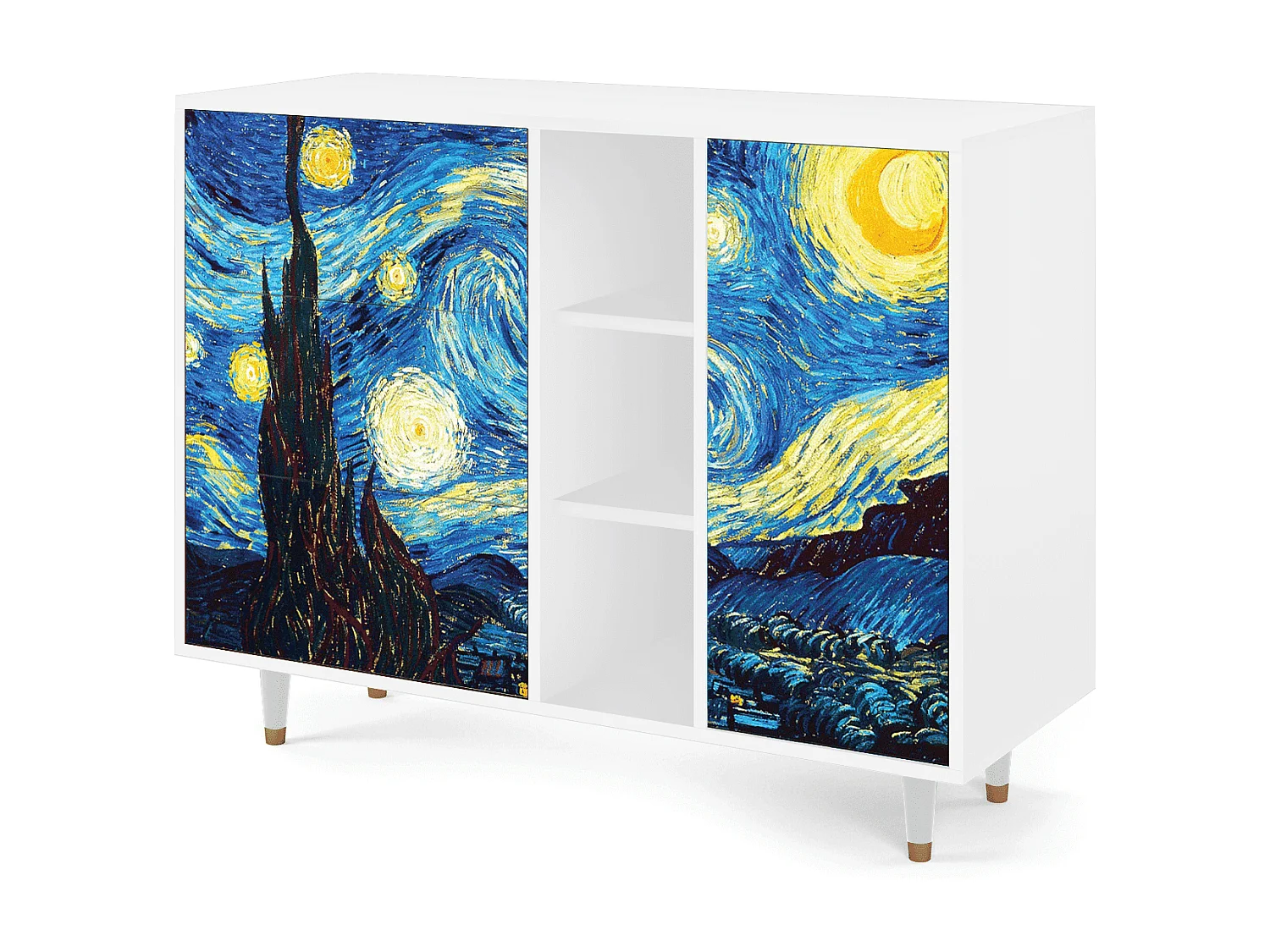 Credenza - 125x98x48 cm - BS2 - The Starry Night  , Bianco