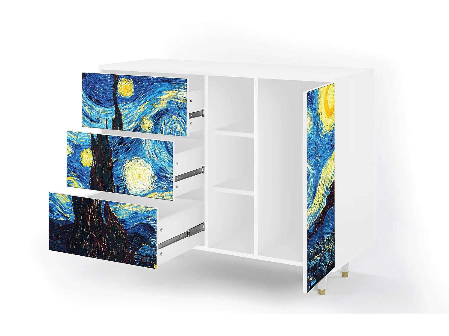 Aparador - 125x98x48 cm - BS2 - The Starry Night  , Branco