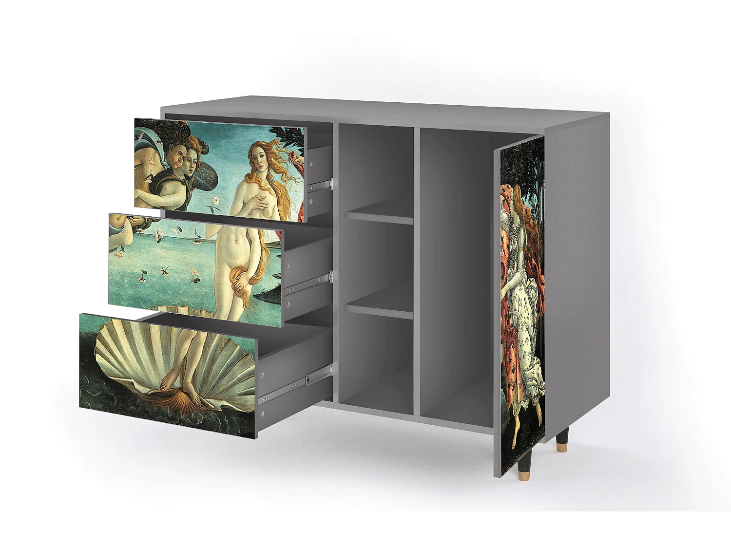 Buffet - 125x98x48 cm - BS2 - The Birth of Venus, Gris