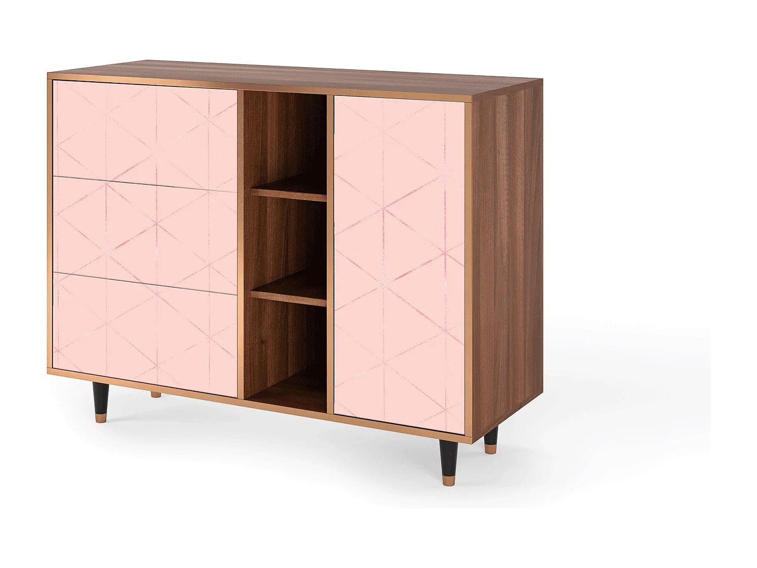 Buffet - 125x98x48 cm - BS2 - Rose Quartz, Noyer