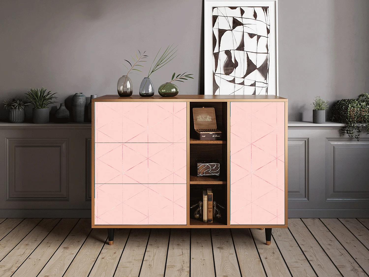 Buffet - 125x98x48 cm - BS2 - Rose Quartz, Noyer