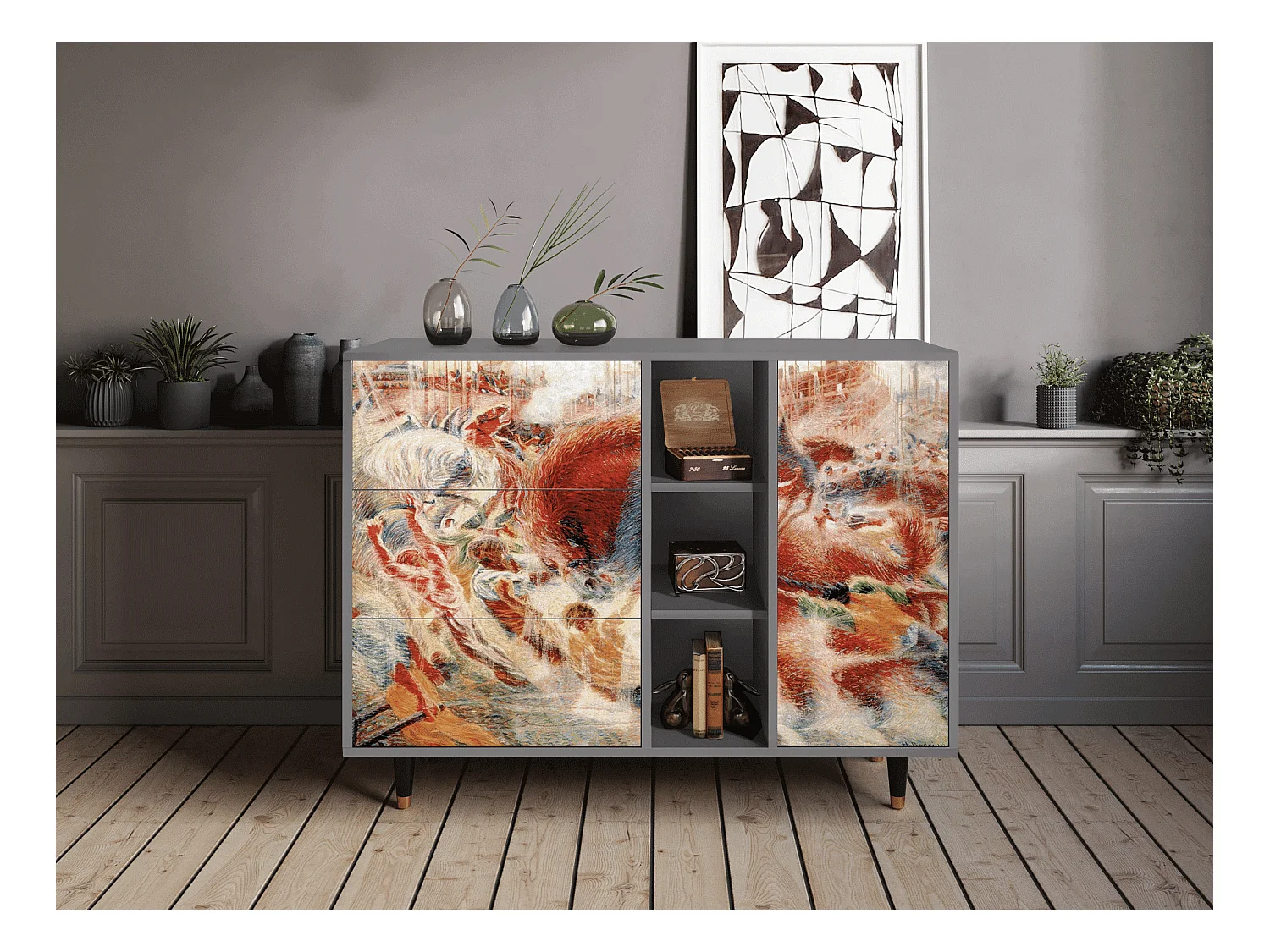 Buffet - 125x98x48 cm - BS2 - The City Rises, Gris