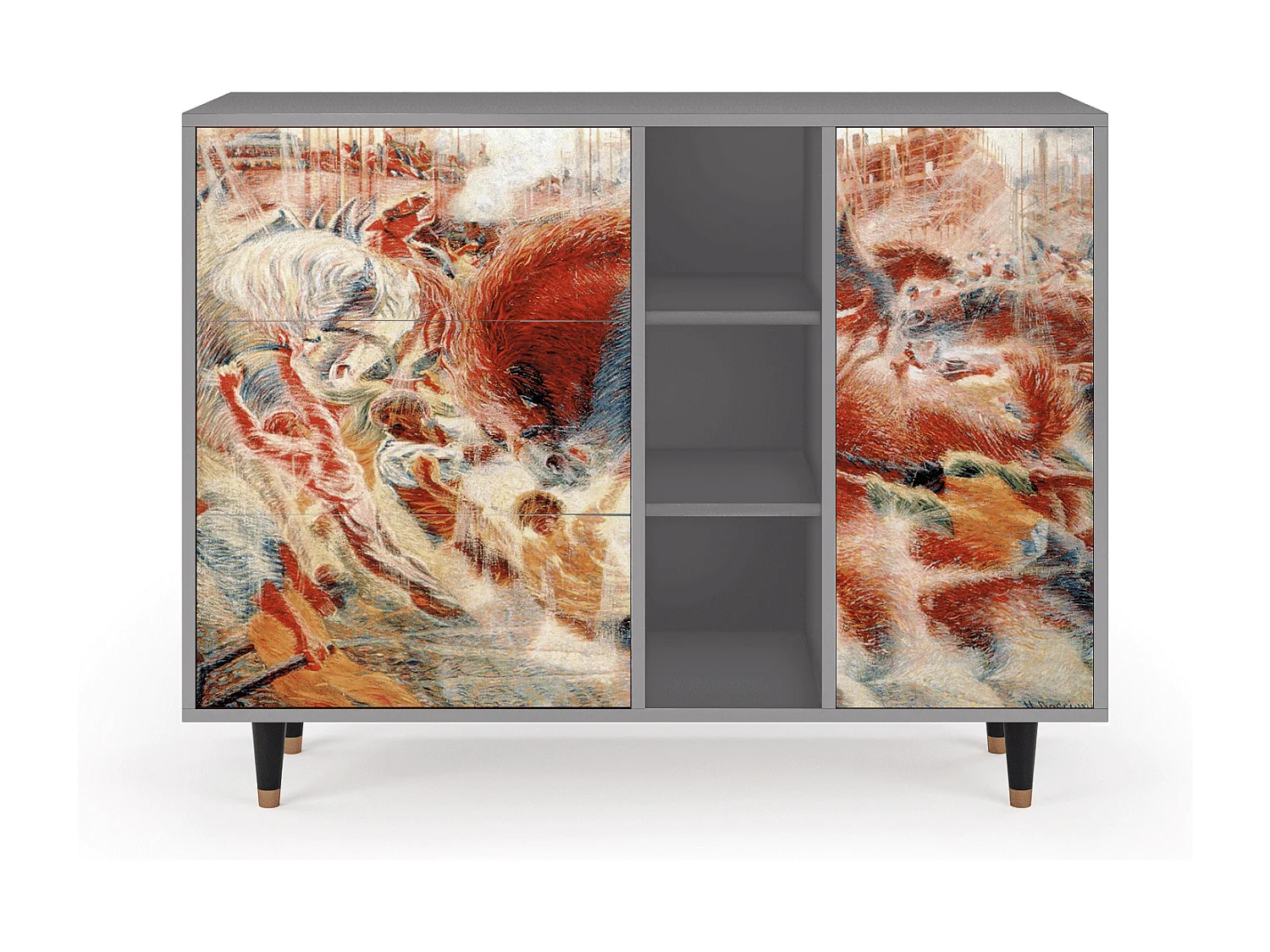 Kredens - 125x98x48 cm - BS2 - The City Rises, Szary