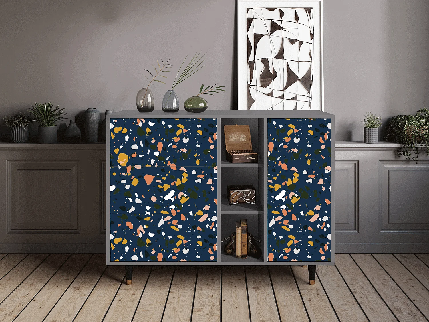 Sideboard - 125x98x48 cm - BS2 - Night Sky Langhterns, Grau