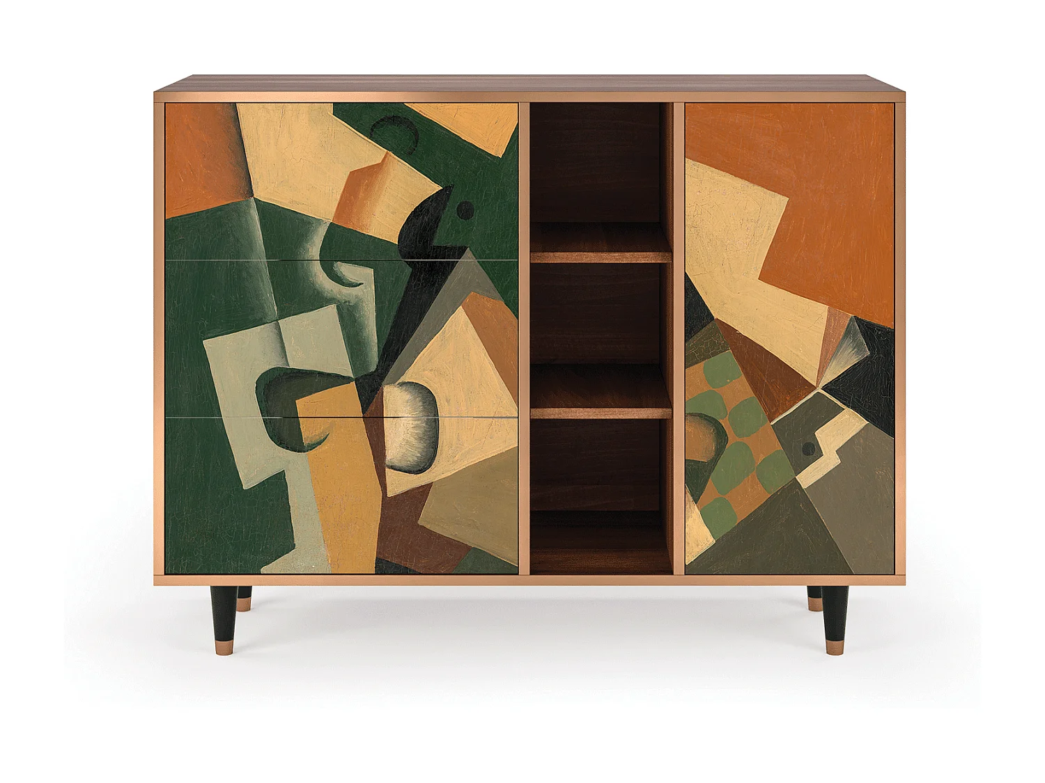 Aparador - 125x98x48 cm - BS2 - Glass and Checkerboard, Nogueira