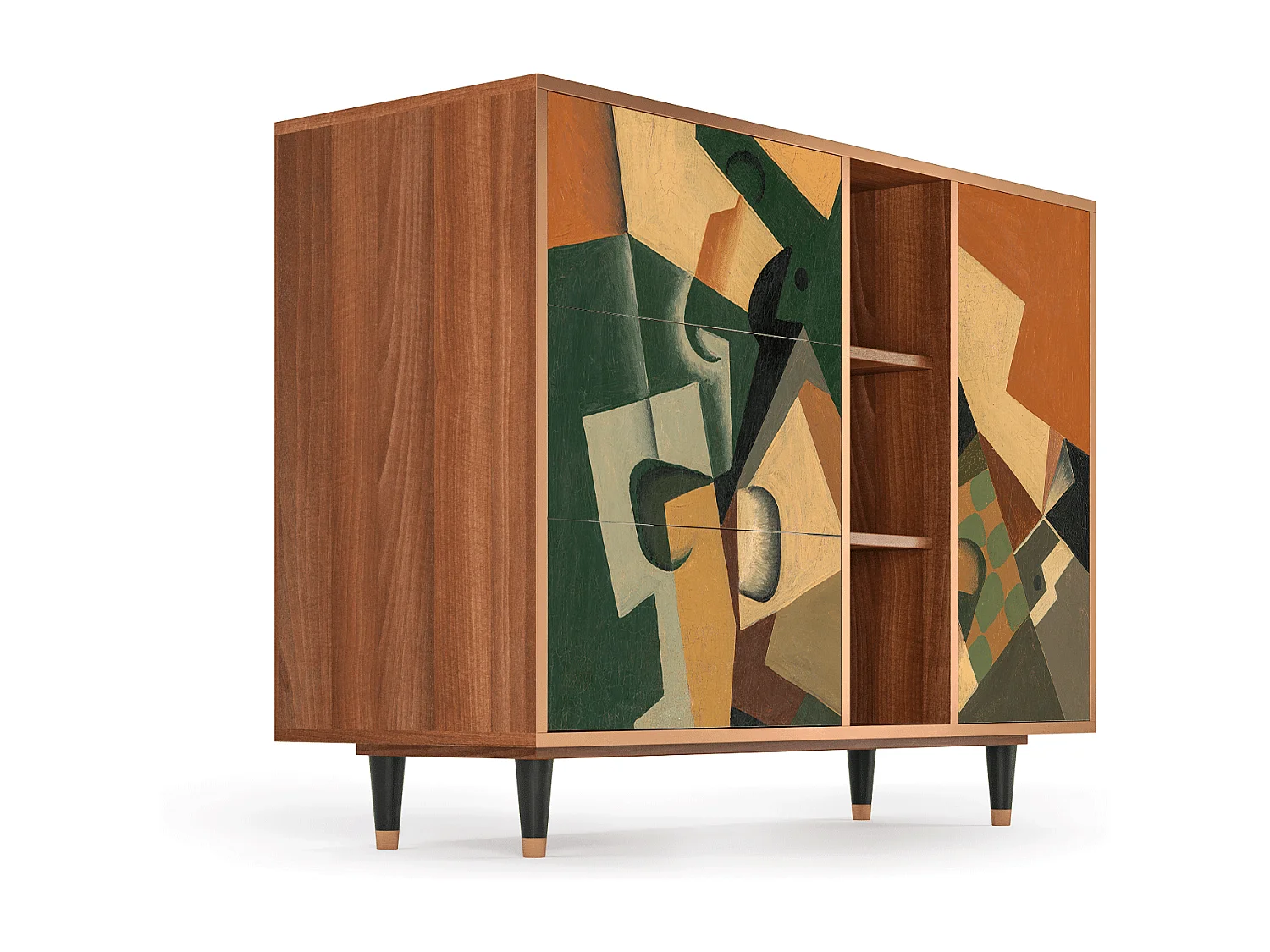 Aparador - 125x98x48 cm - BS2 - Glass and Checkerboard, Nogueira