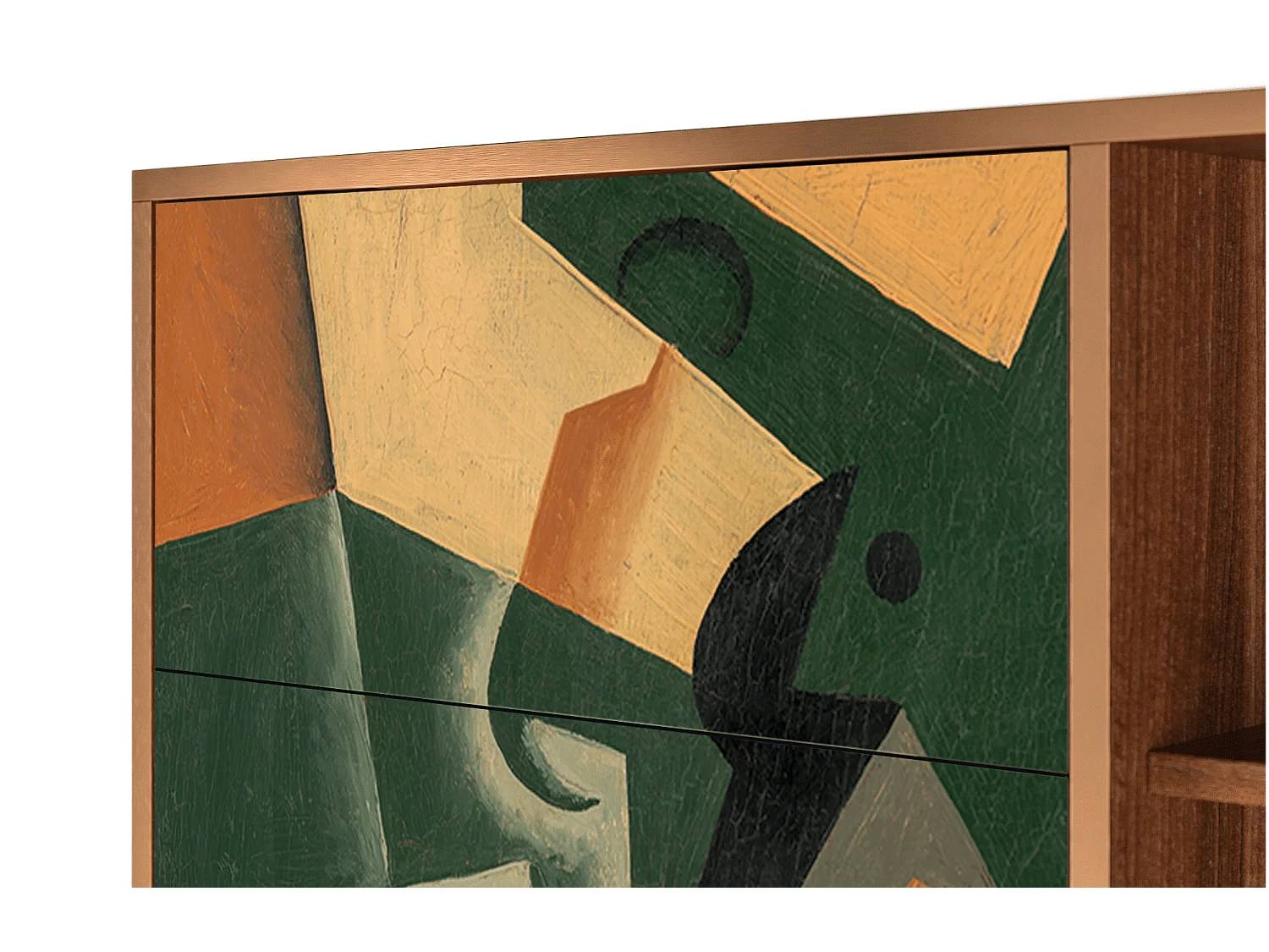 Aparador - 125x98x48 cm - BS2 - Glass and Checkerboard, Nogueira