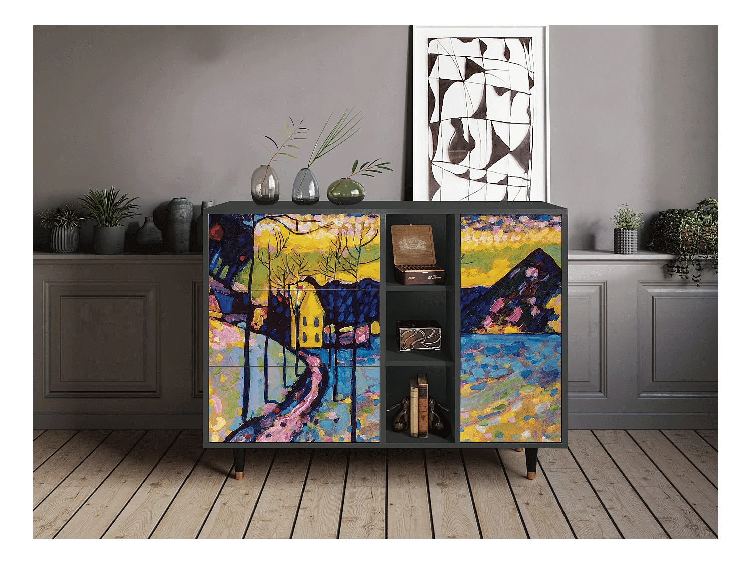 Dressoir - 125x98x48 cm - BS2 - Winter Landscape, Antraciet