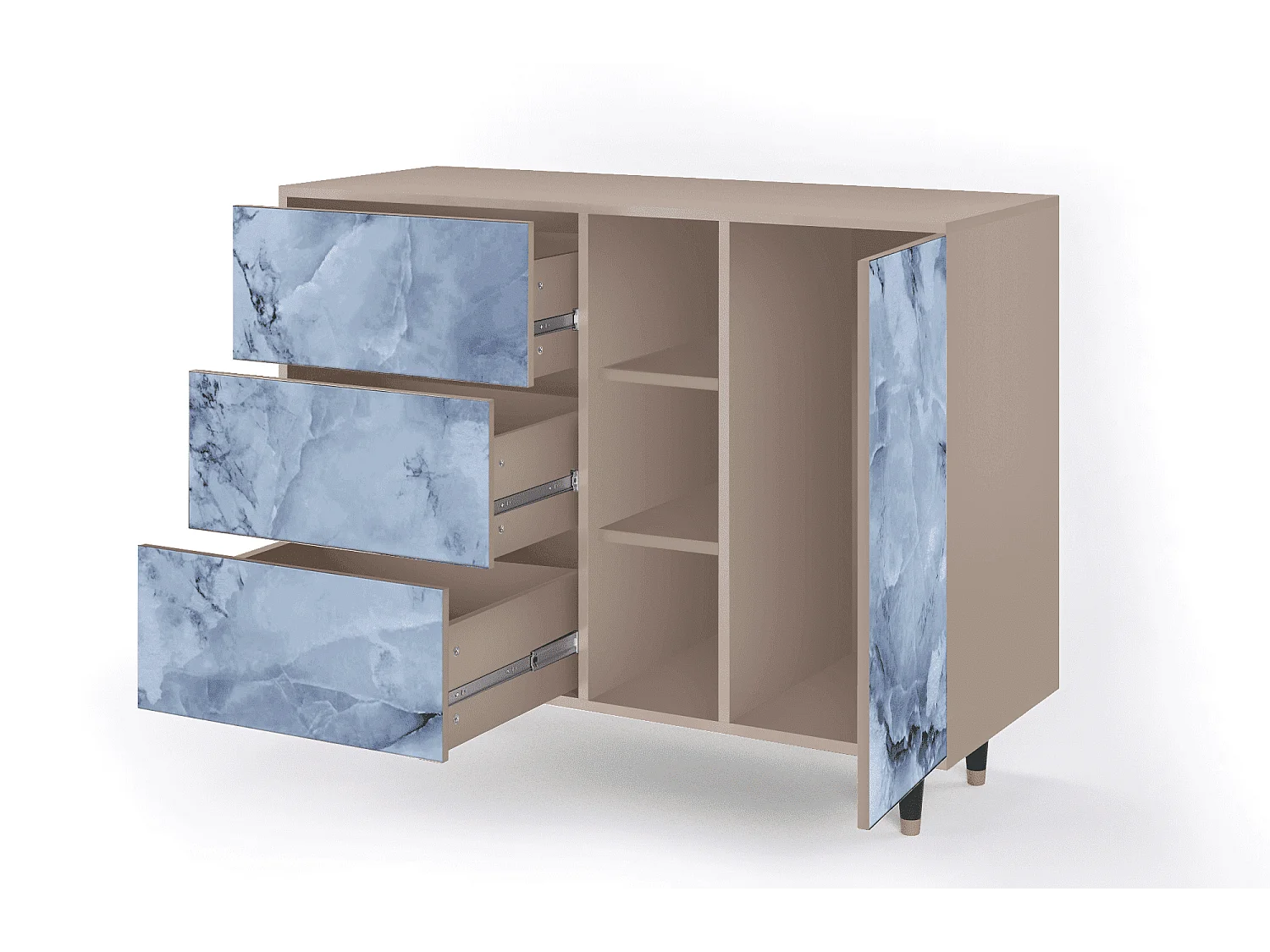 Kredens - 125x98x48 cm - BS2 - Feather Ice, Latte