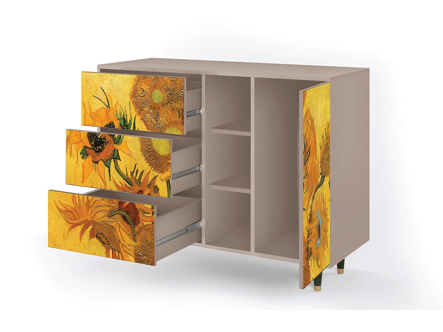 Aparador - 125x98x48 cm - BS2 - Sunflowers, Latte