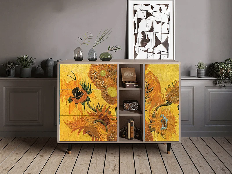 Aparador - 125x98x48 cm - BS2 - Sunflowers, Latte