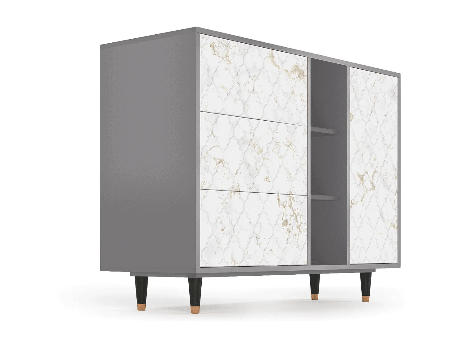 Buffet - 125x98x48 cm - BS2 - Sweet Cotton, Gris