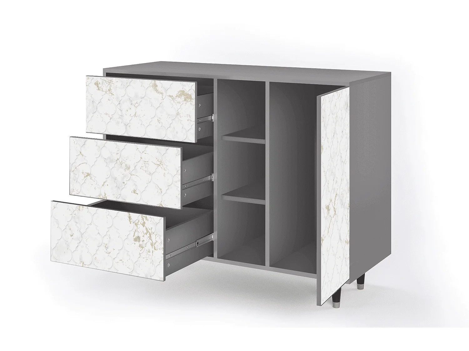 Buffet - 125x98x48 cm - BS2 - Sweet Cotton, Gris