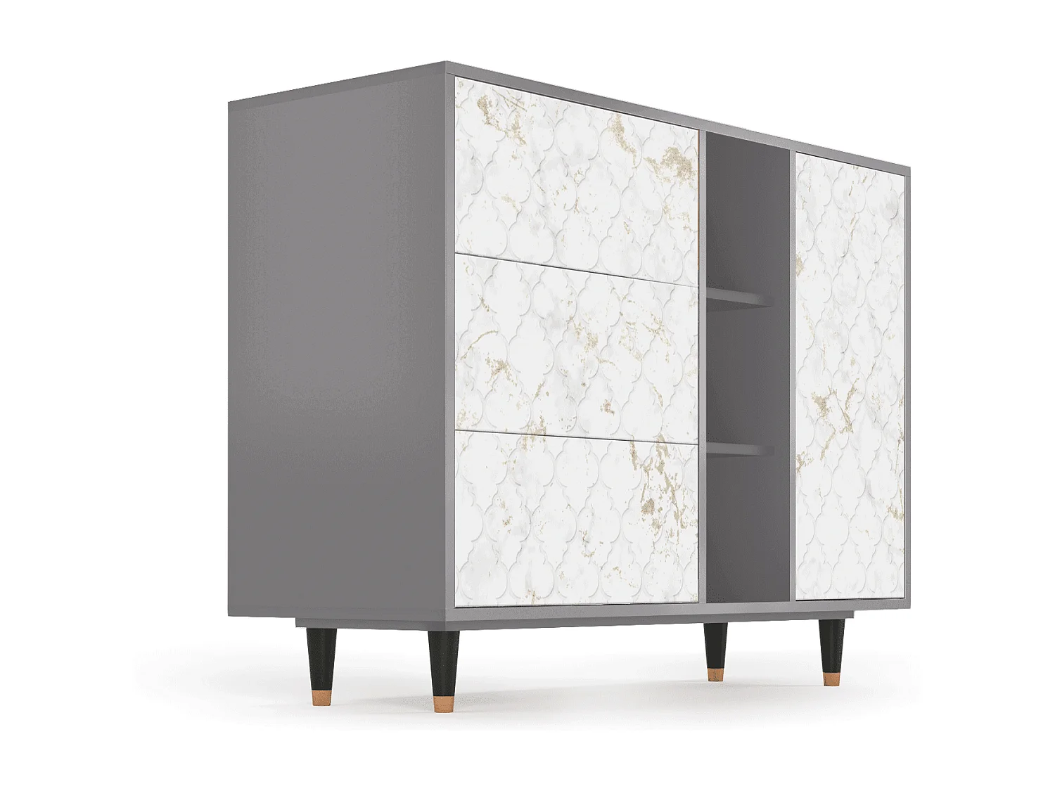 Buffet - 125x98x48 cm - BS2 - Sweet Cotton, Gris