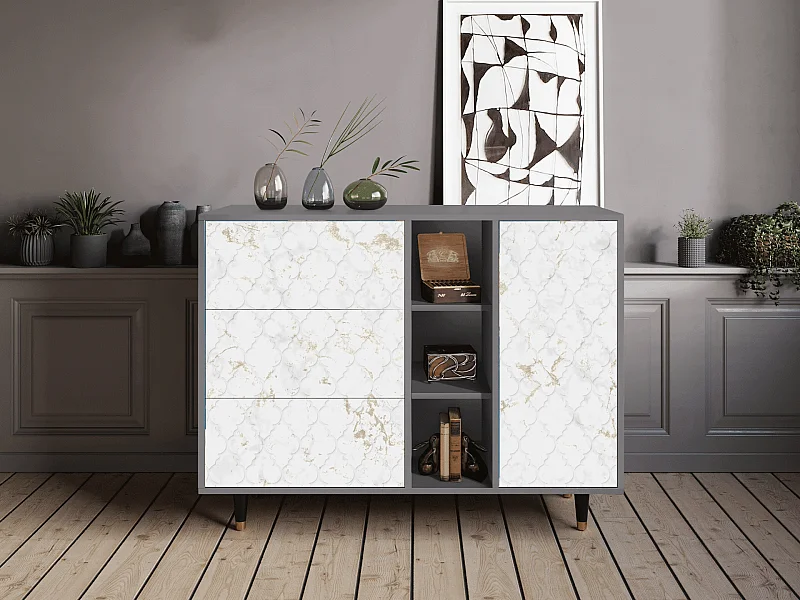 Buffet - 125x98x48 cm - BS2 - Sweet Cotton, Gris