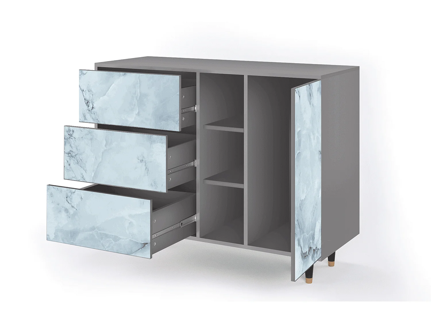 Dressoir - 125x98x48 cm - BS2 - Glacial Colour, Grijs