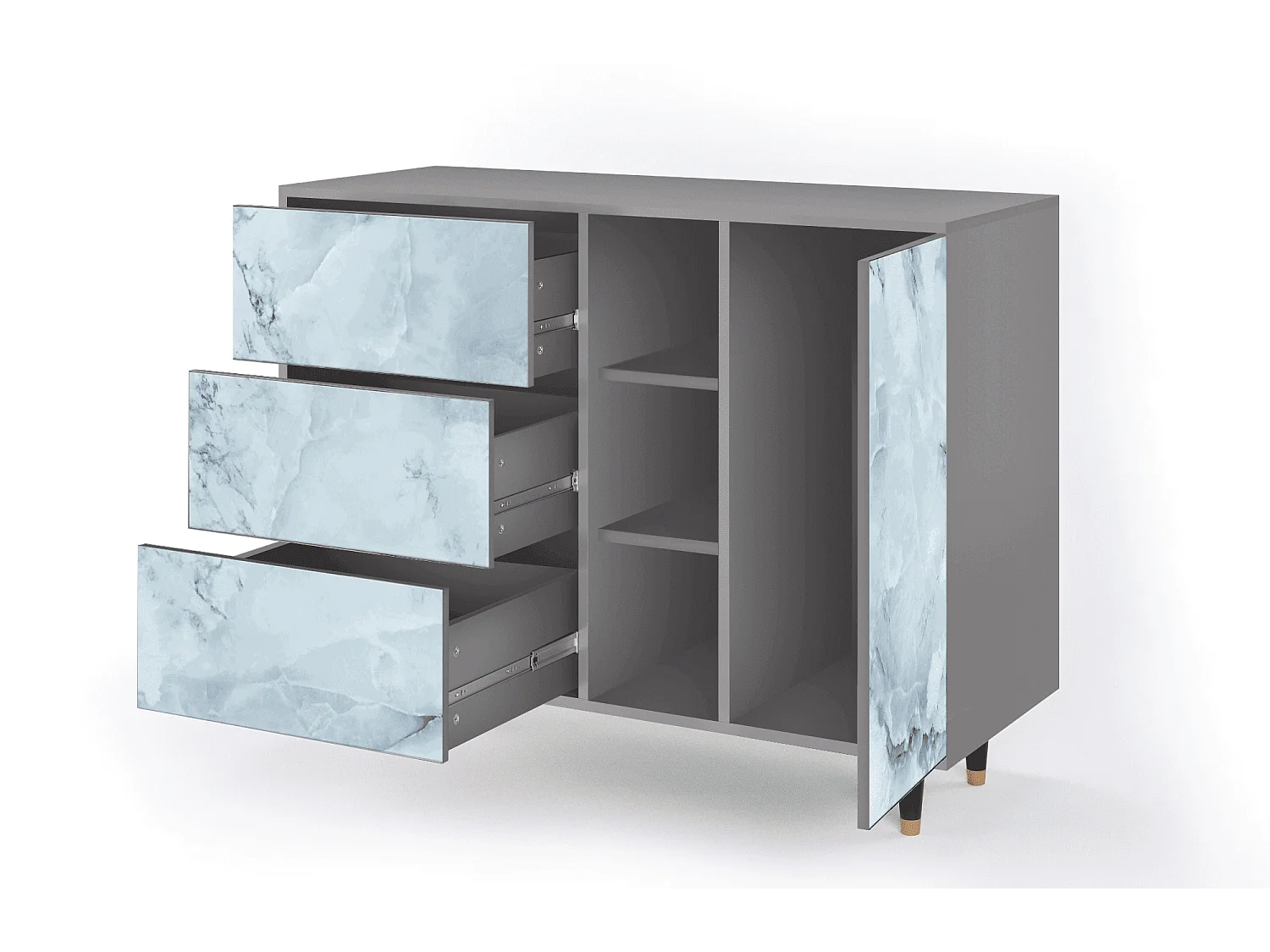 Buffet - 125x98x48 cm - BS2 - Glacial Colour, Gris