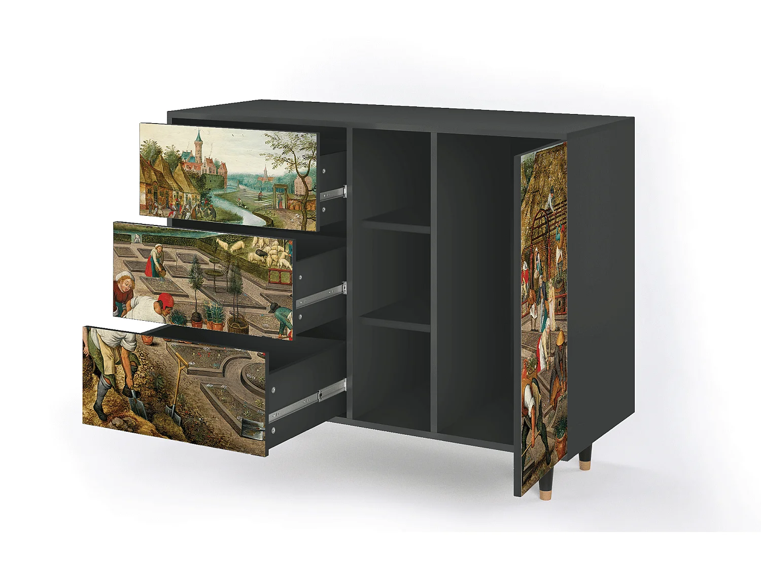 Buffet - 125x98x48 cm - BS2 - The Younger - Spring, Anthracite