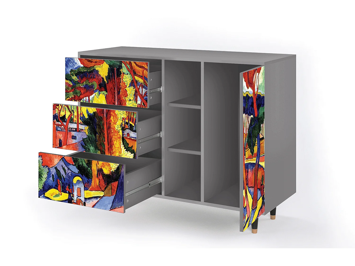 Kredens - 125x98x48 cm - BS2 - The Turning Road, Szary