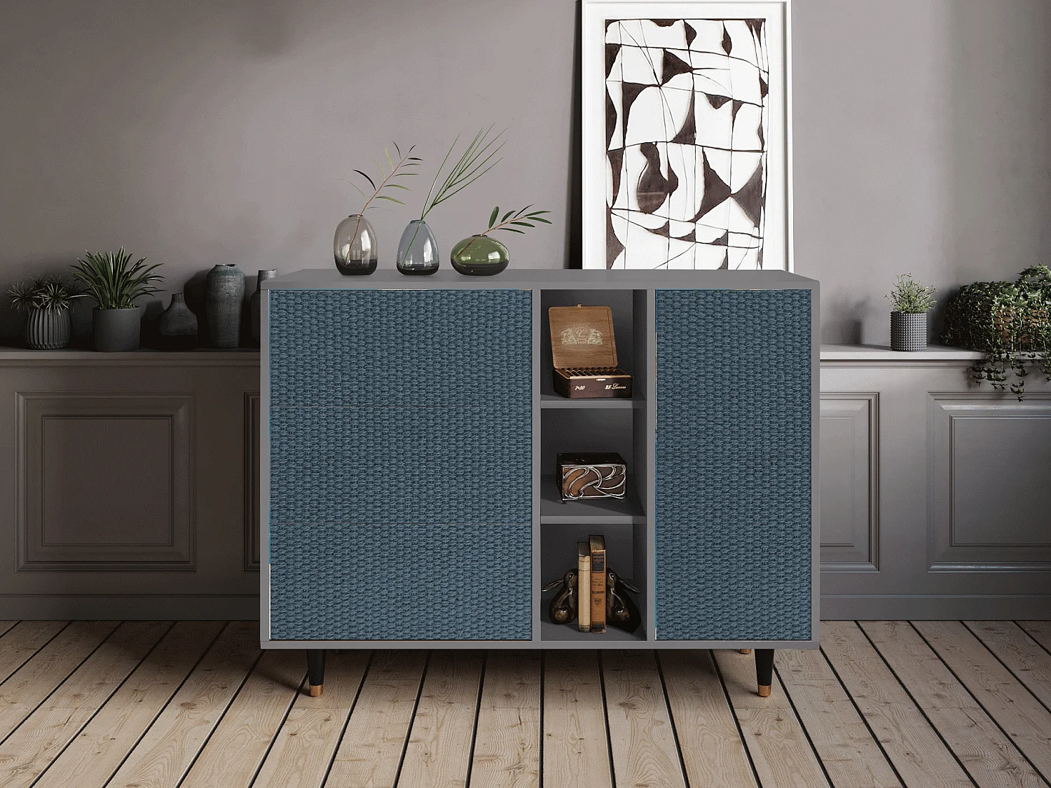 Credenza - 125x98x48 cm - BS2 - Knitted Pattern, Grigio