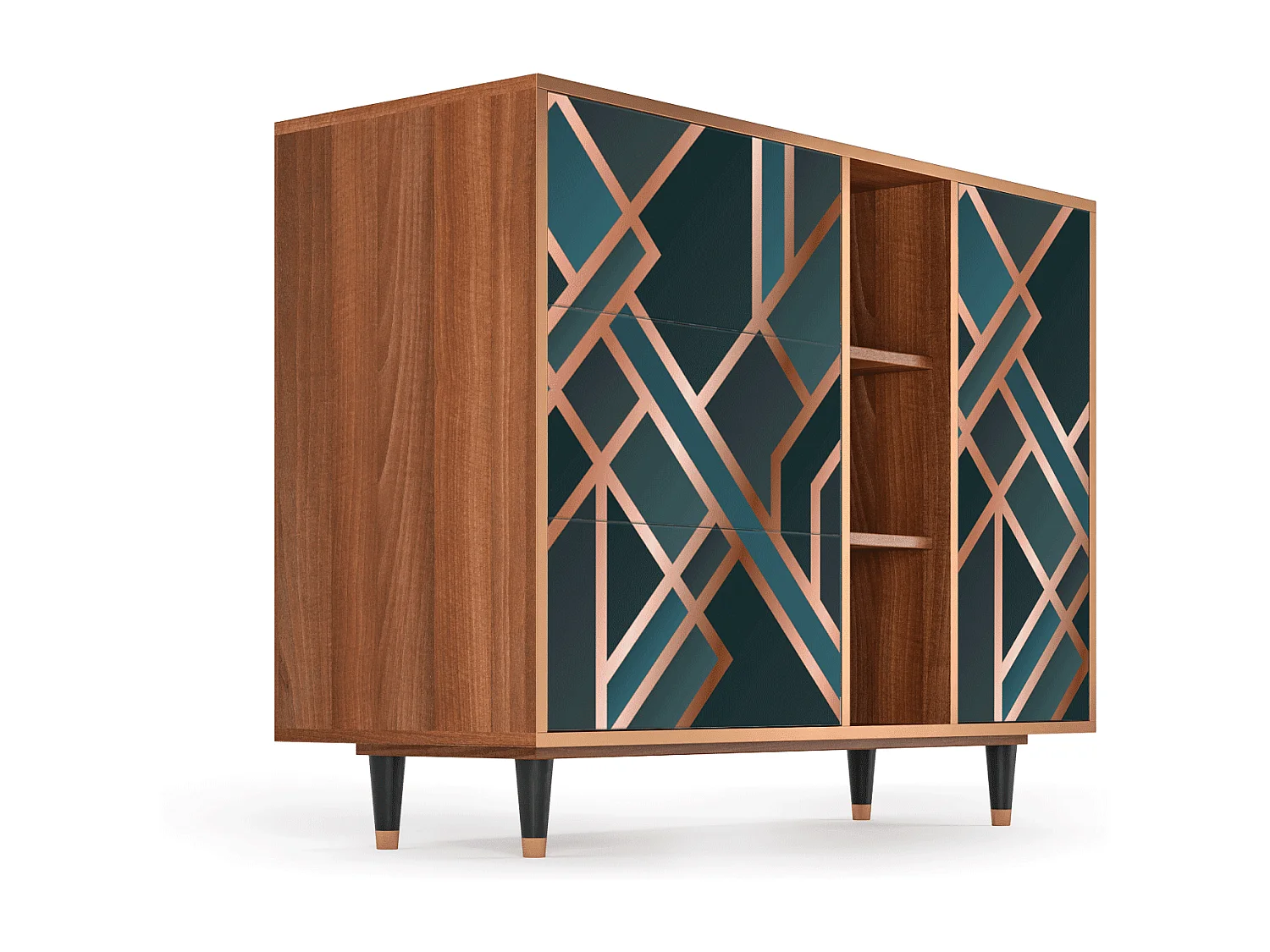 Buffet - 125x98x48 cm - BS2 - Bronze Crossroad, Noyer