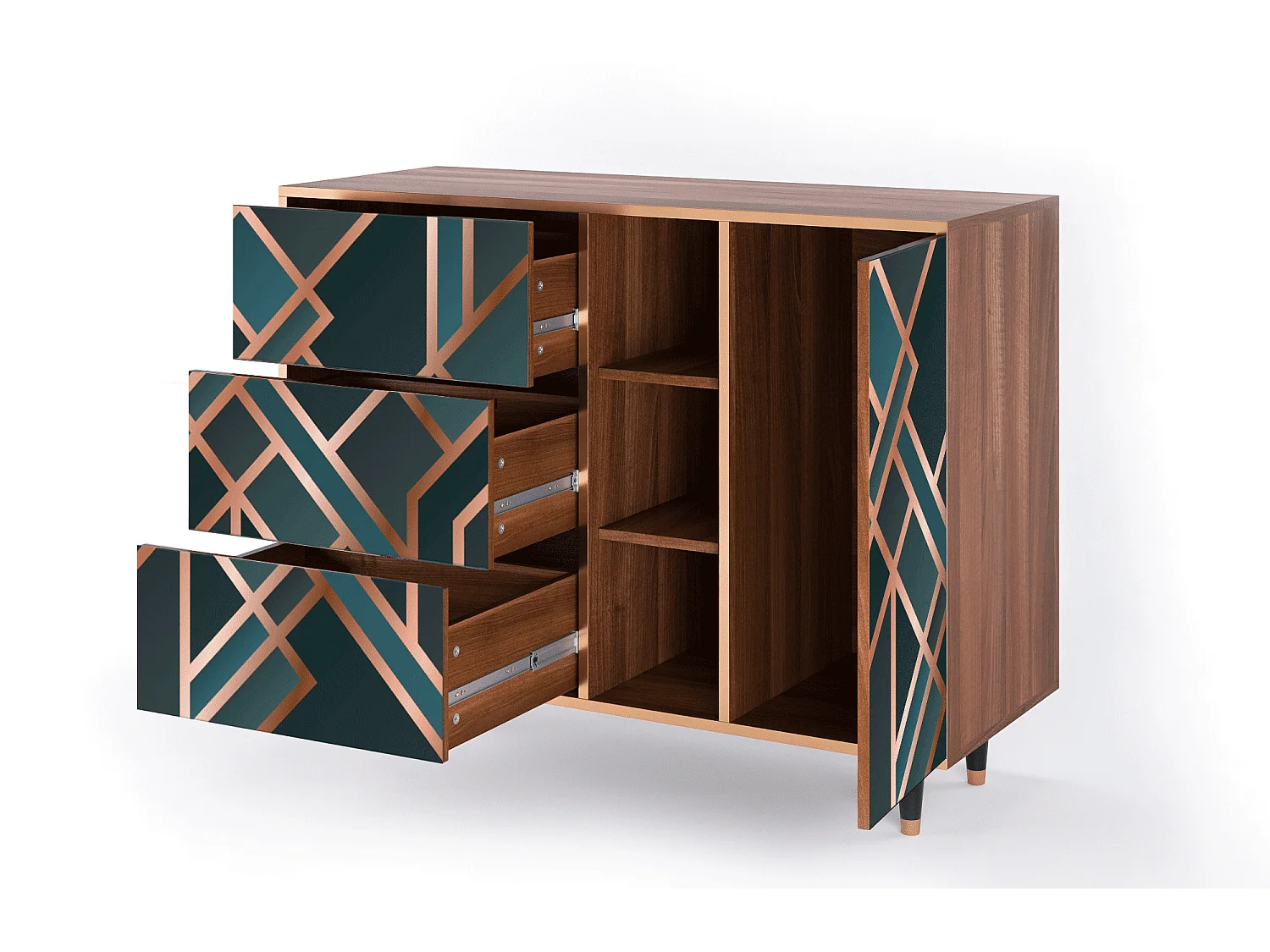 Buffet - 125x98x48 cm - BS2 - Bronze Crossroad, Noyer