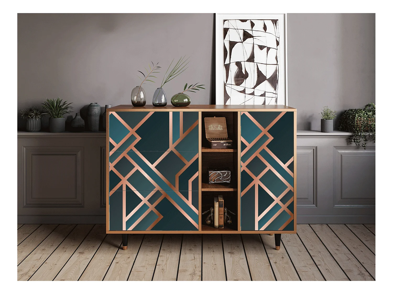 Dressoir - 125x98x48 cm - BS2 - Bronze Crossroad, Walnoot