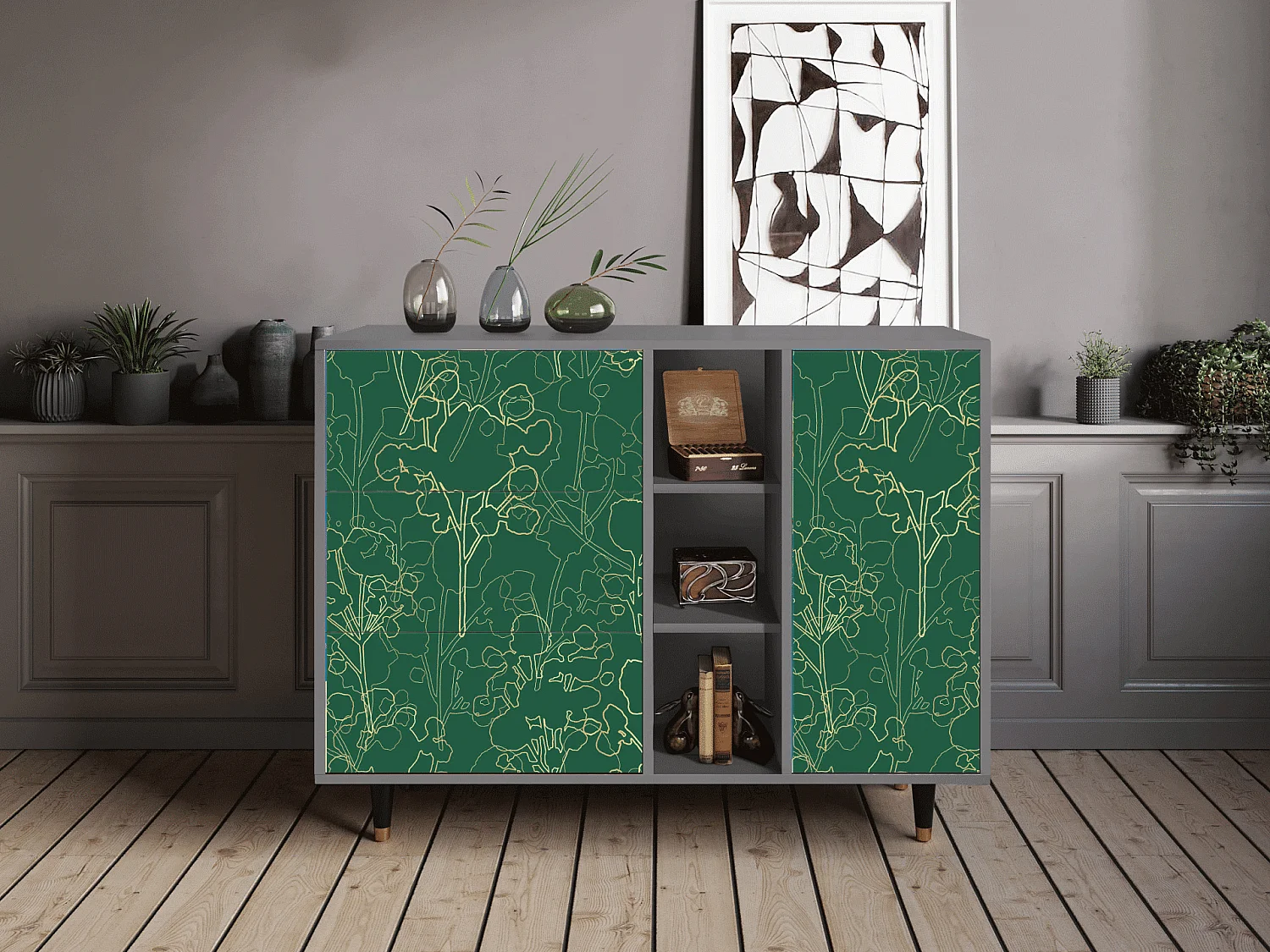 Aparador - 125x98x48 cm - BS2 - Emerald Forest, Gris