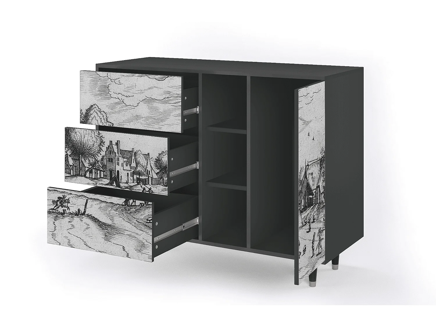 Buffet - 125x98x48 cm - BS2 - Country Village, Anthracite