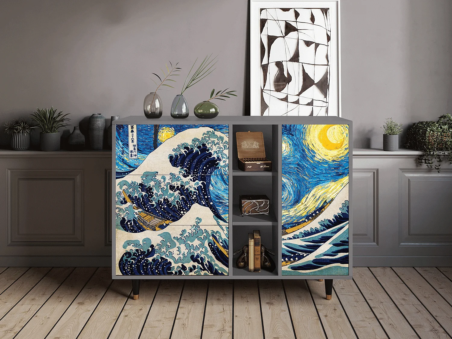 Buffet - 125x98x48 cm - BS2 - Great Wave, Gris