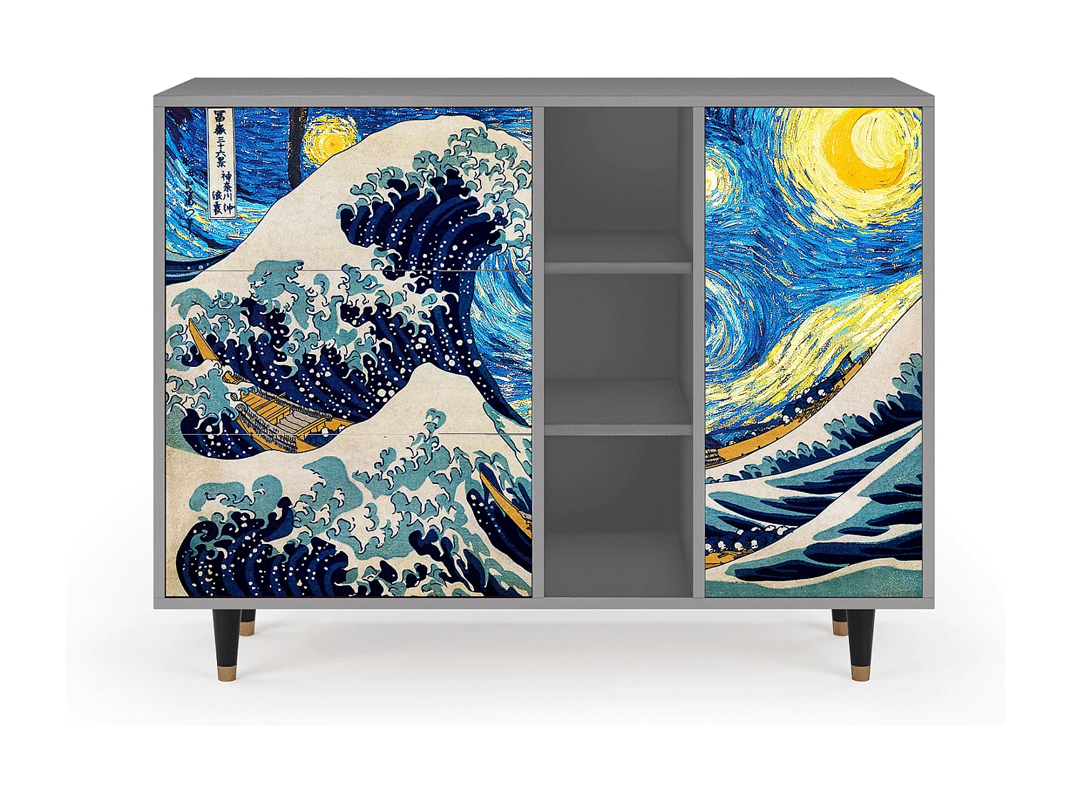 Buffet - 125x98x48 cm - BS2 - Great Wave, Gris