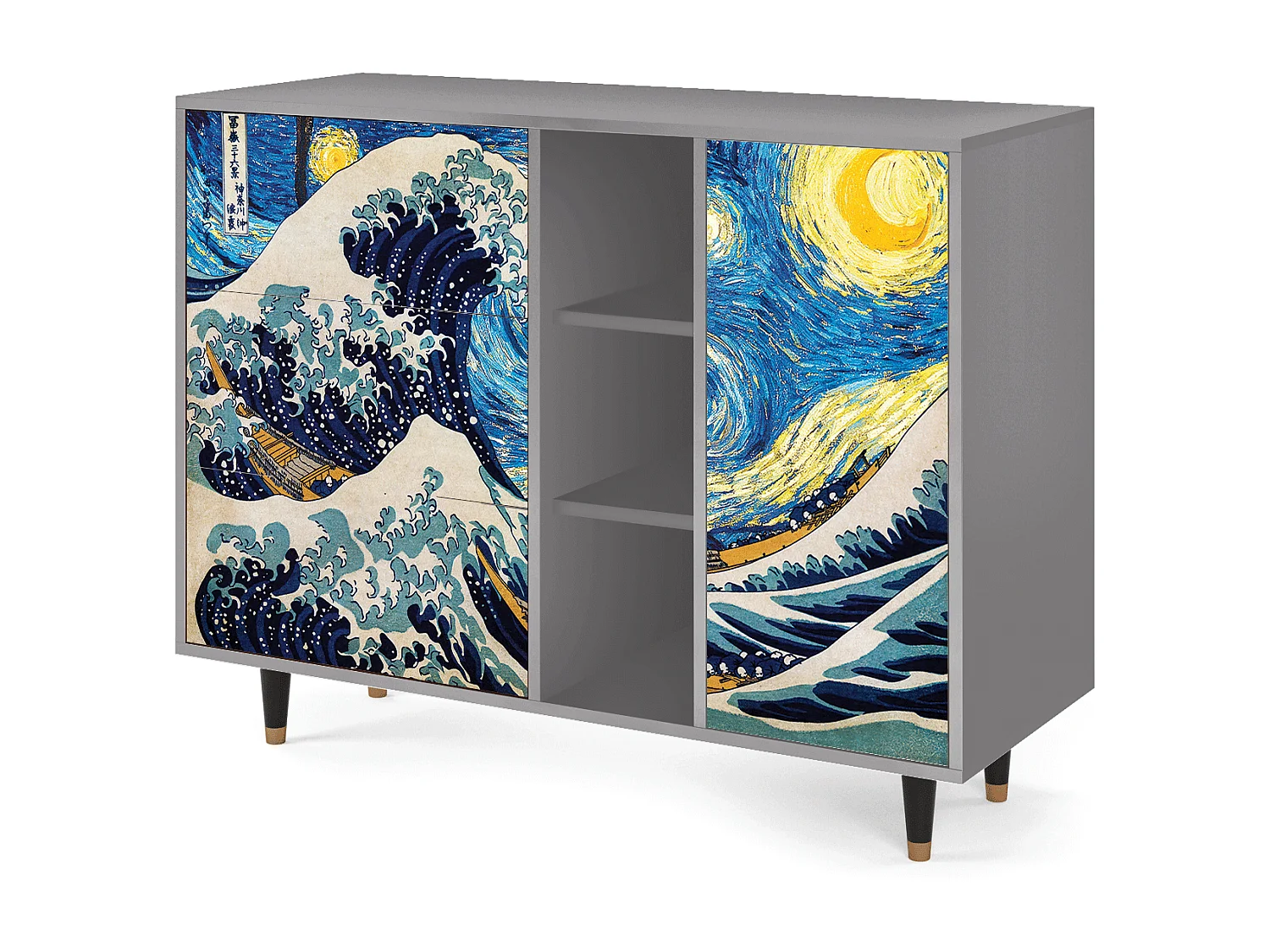 Buffet - 125x98x48 cm - BS2 - Great Wave, Gris