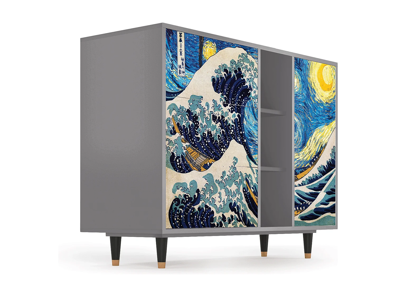 Buffet - 125x98x48 cm - BS2 - Great Wave, Gris