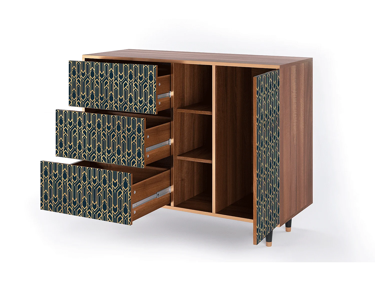 Buffet - 125x98x48 cm - BS2 - Golden Empire, Noyer