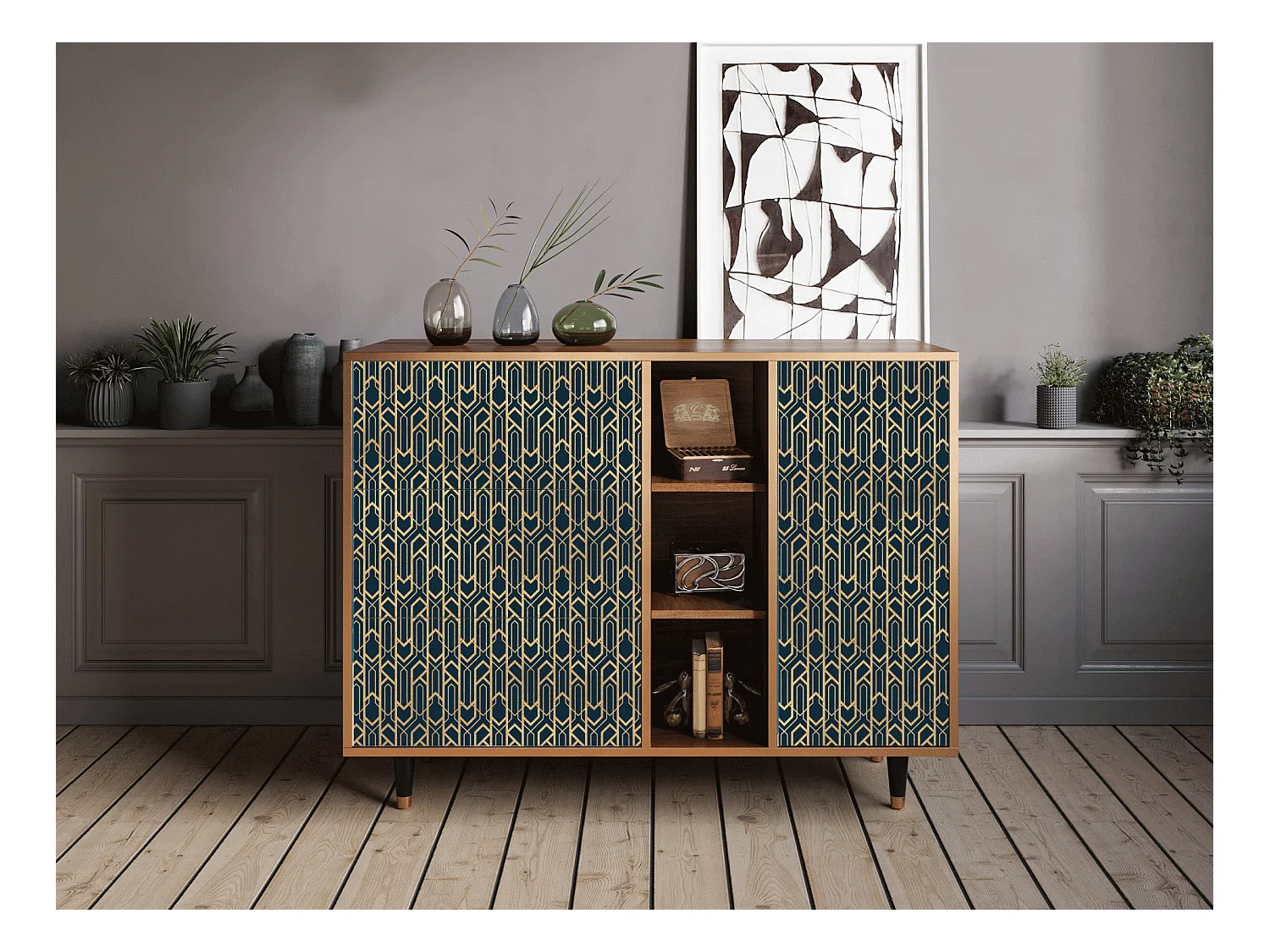 Sideboard - 125x98x48 cm - BS2 - Golden Empire, Walnuss