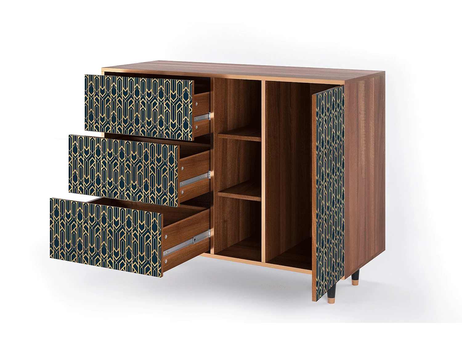 Buffet - 125x98x48 cm - BS2 - Golden Empire, Noyer