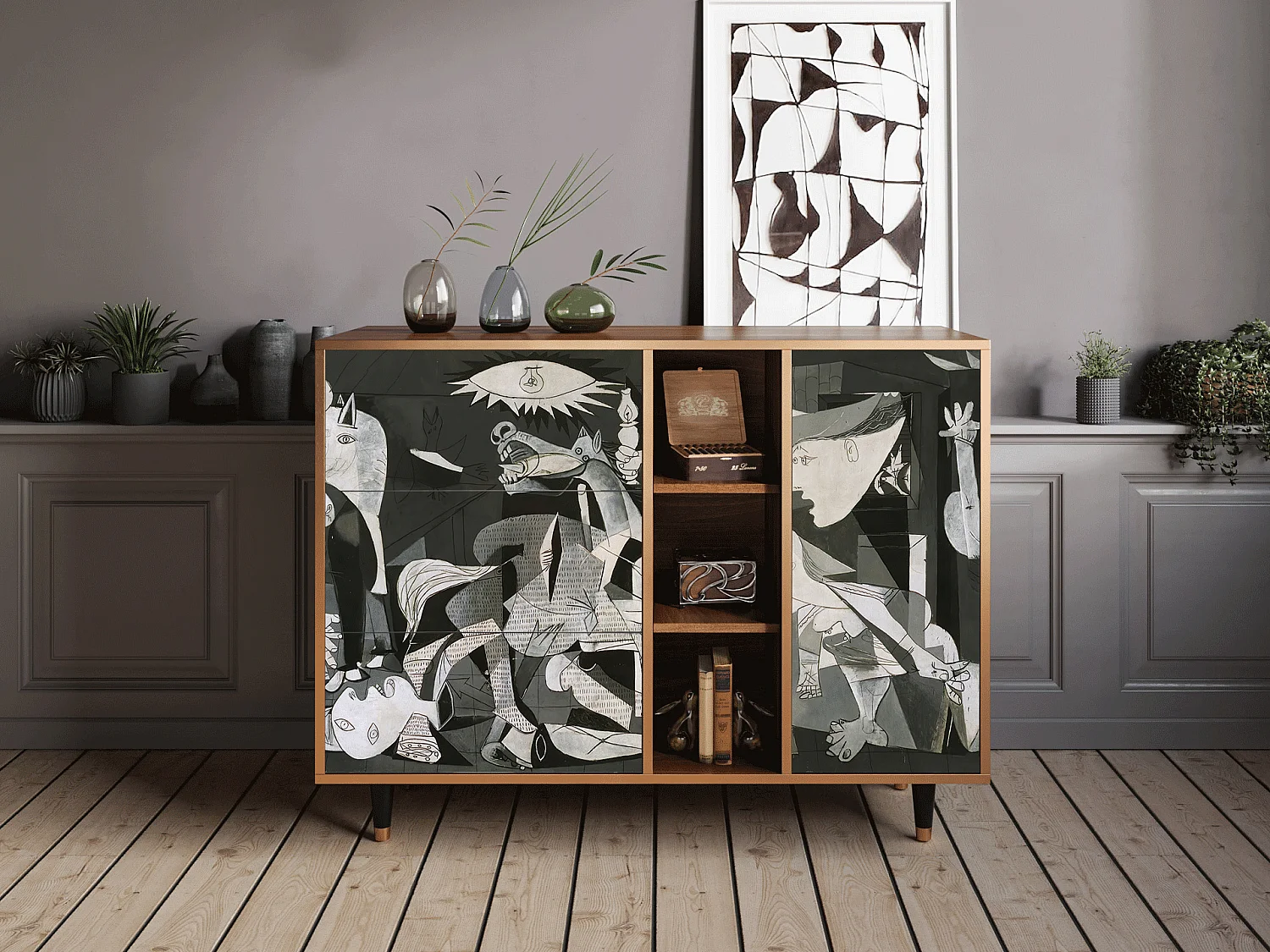Credenza - 125x98x48 cm - BS2 - Guernica by Picasso, Noce