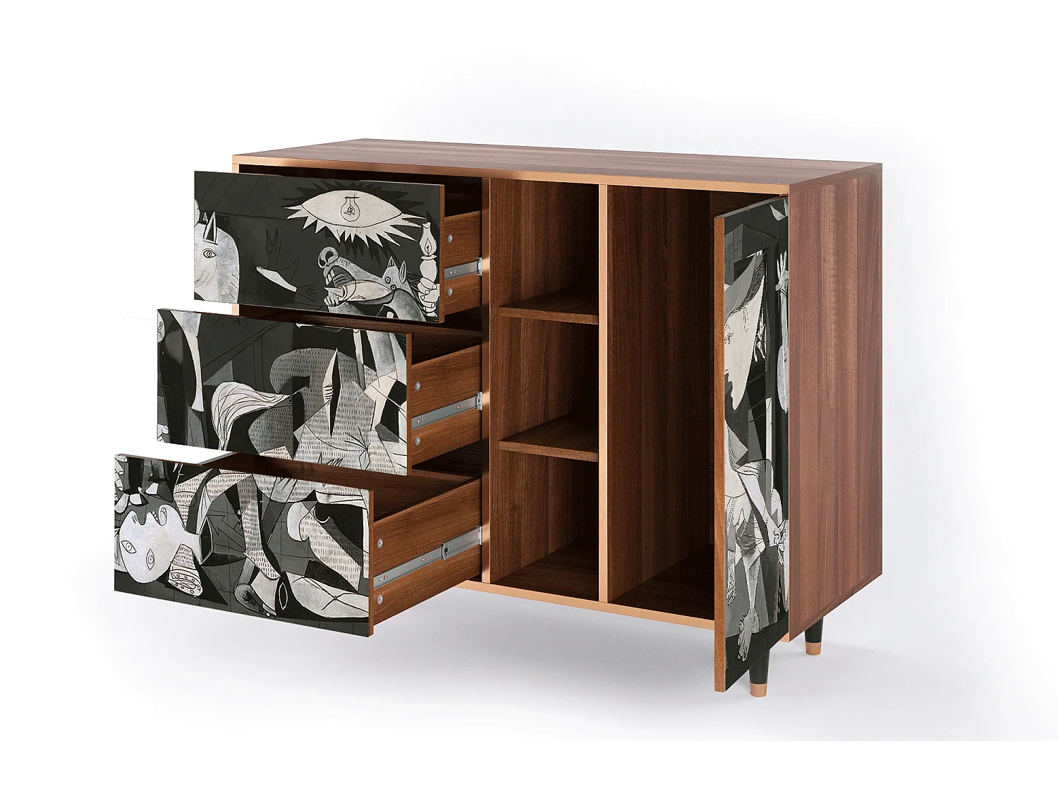 Buffet - 125x98x48 cm - BS2 - Guernica by Picasso, Noyer