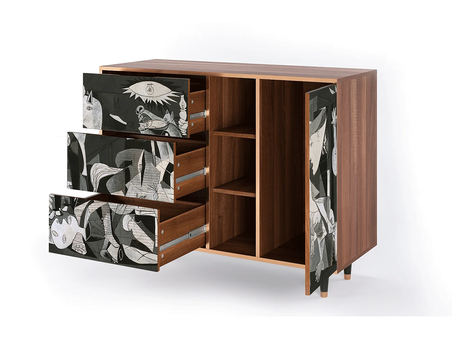 Kredens - 125x98x48 cm - BS2 - Guernica by Picasso, Orzech