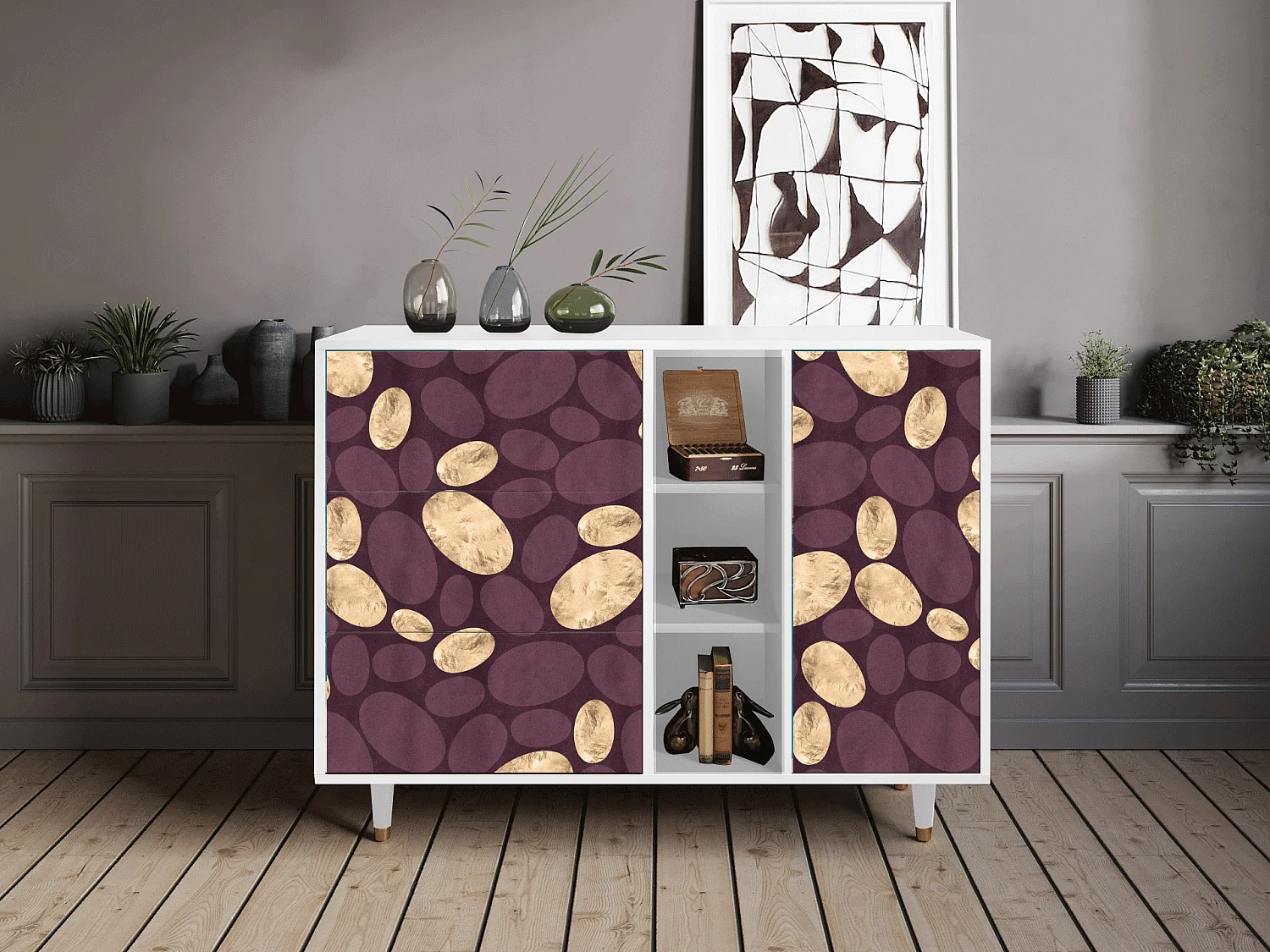 Kredens - 125x98x48 cm - BS2 - Fine Wine, Biały