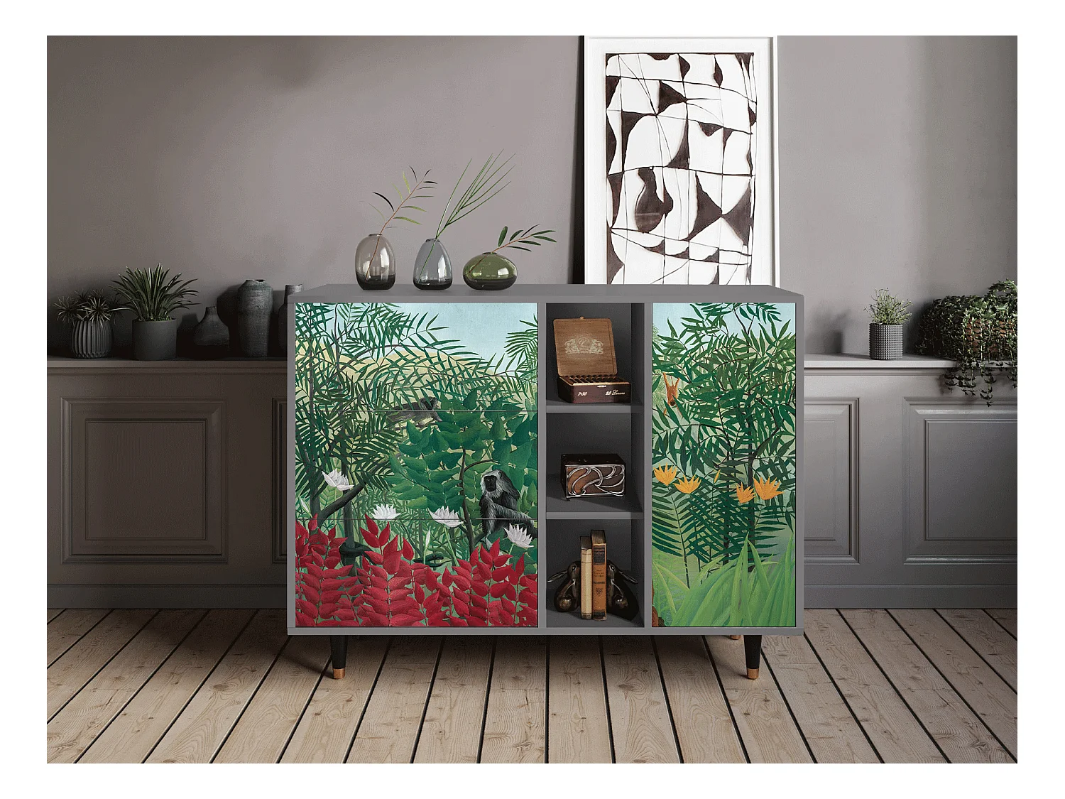 Credenza - 125x98x48 cm - BS2 - Jungles in Paris, Grigio